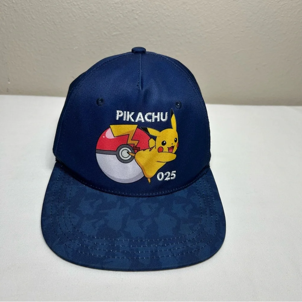 Pokemon‎ Pikachu 025 Blue Yellow White Embroidery Snapback Baseball Hat Youth OS